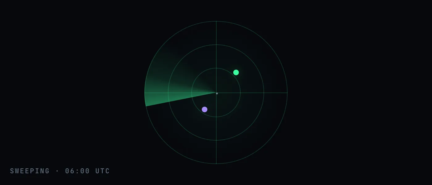 Radar motif, conic sweep + blips